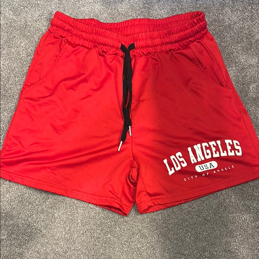 SHEIN Red Athletic Shorts with Elastic Waistband